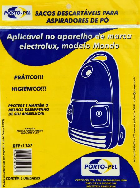 SACOS PARA ASPIRADOR DE PO ELECTROLUX MONDO REF:1157